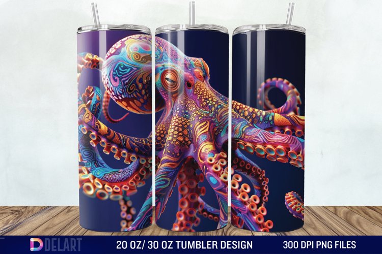 3D Colorful Octopus Tumbler Wrap example image 1