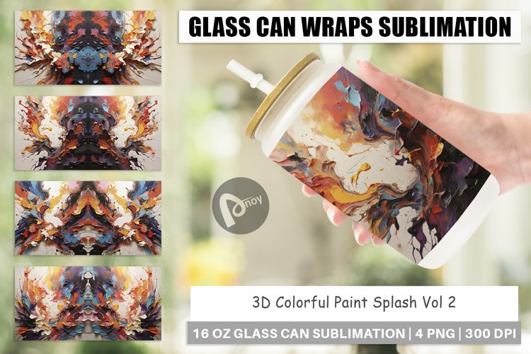 Glass Can Wraps 3D Paint Splashes