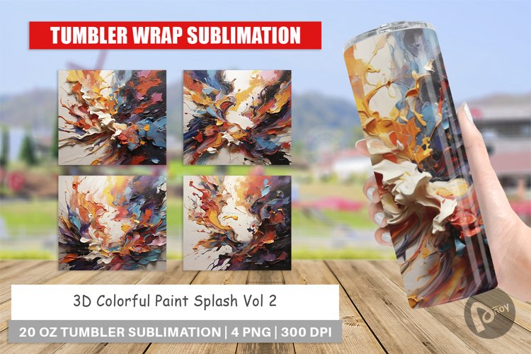 Tumbler Wrap 3D Paint Splashes