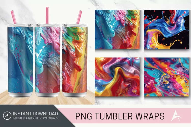 3D Colorful Paint Tumbler Wrap