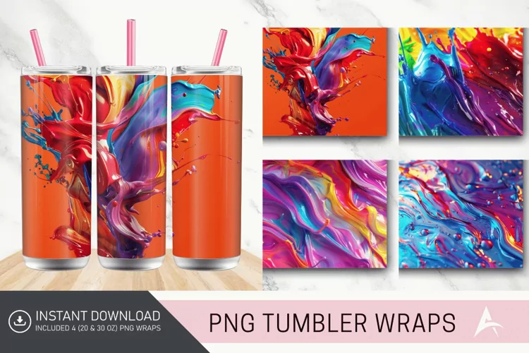 3D Colorful Paint Tumbler Wrap
