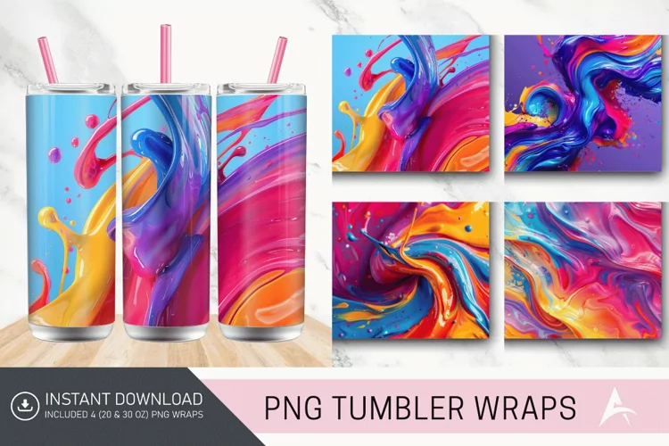 3D Colorful Paint Tumbler Wrap