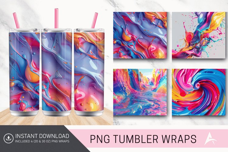 3D Colorful Paint Tumbler Wrap