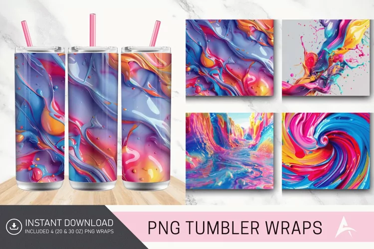 3D Colorful Paint Tumbler Wrap