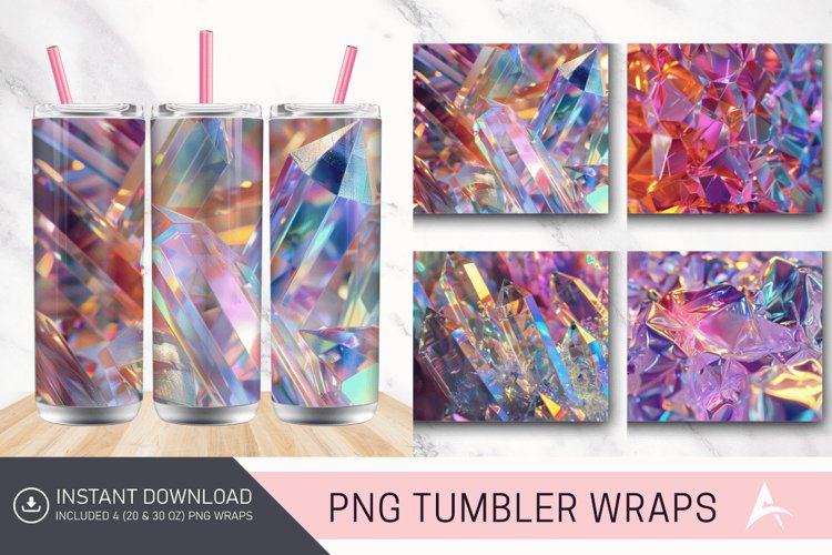 3D Colorful Rainbow Holographic Crystal Tumbler Wrap