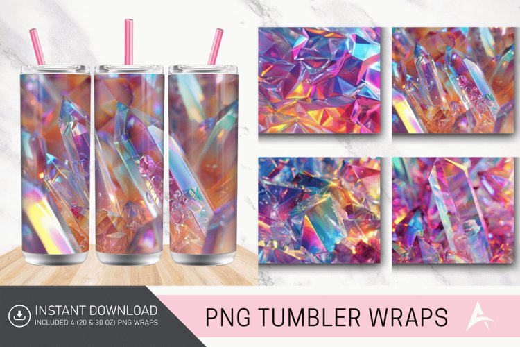 3D Colorful Rainbow Holographic Crystal Tumbler Wrap