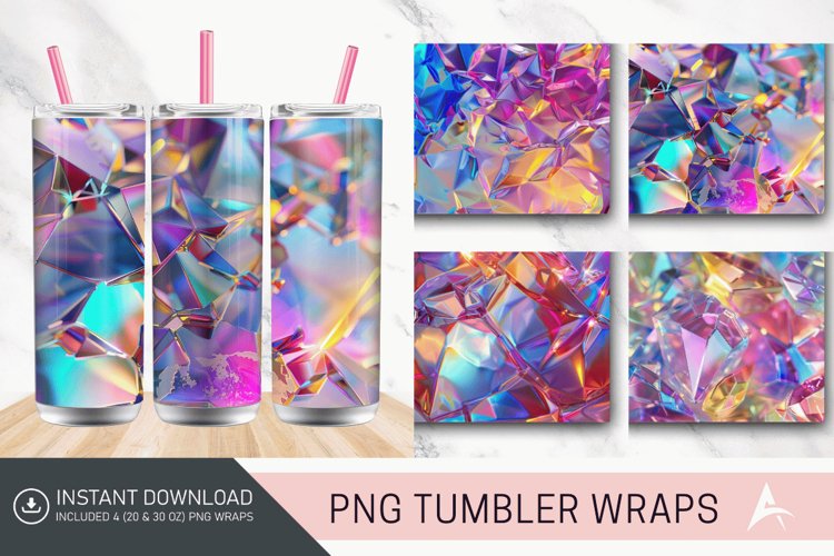 3D Colorful Rainbow Holographic Crystal Tumbler Wrap