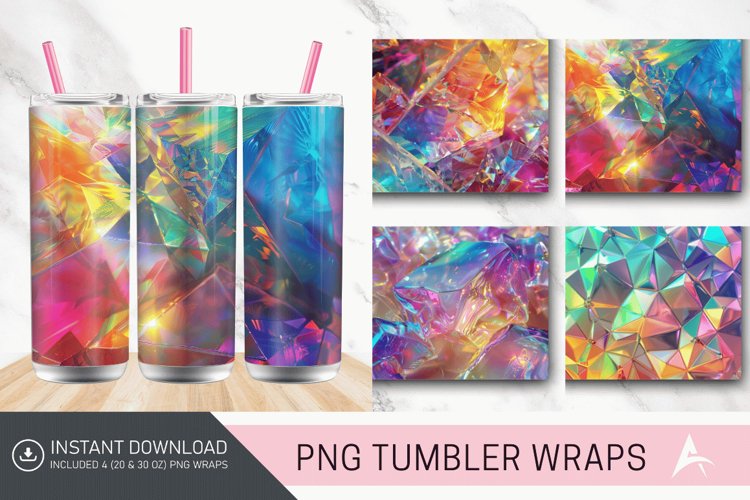 3D Colorful Rainbow Holographic Crystal Tumbler Wrap example image 1
