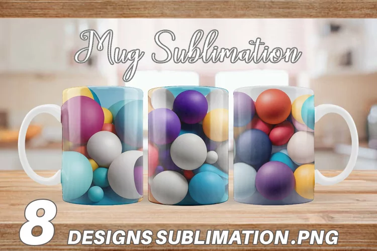 3D Colorful Round Shape Mug sublimation design