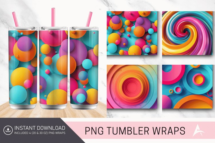 3D Colorful Round Shape Tumbler wrap example image 1