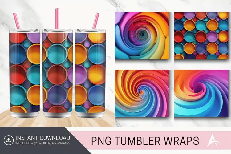 3D Colorful Round Shape Tumbler wrap