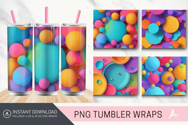 3D Colorful Round Shape Tumbler wrap
