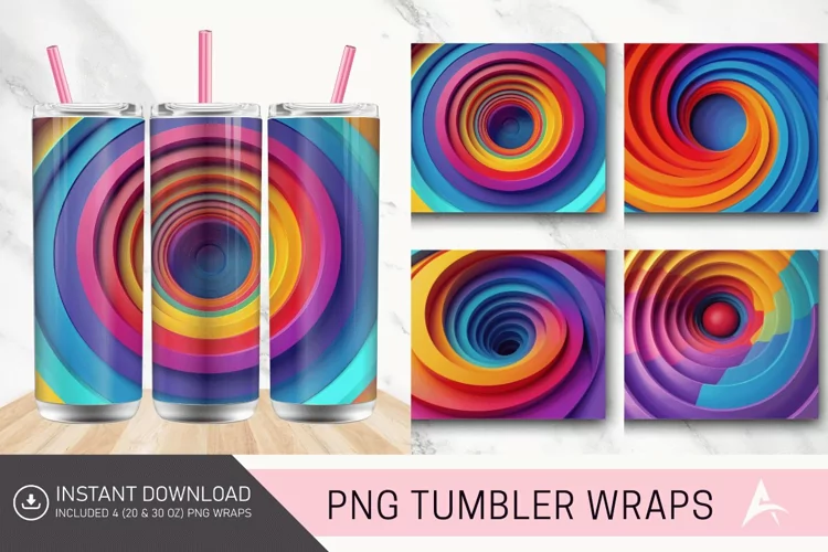 3D Colorful Round Shape Tumbler wrap