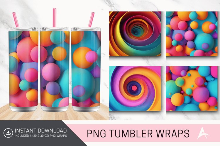 3D Colorful Round Shape Tumbler wrap example image 1