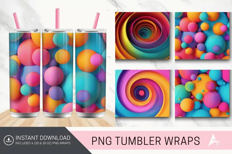 3D Colorful Round Shape Tumbler wrap