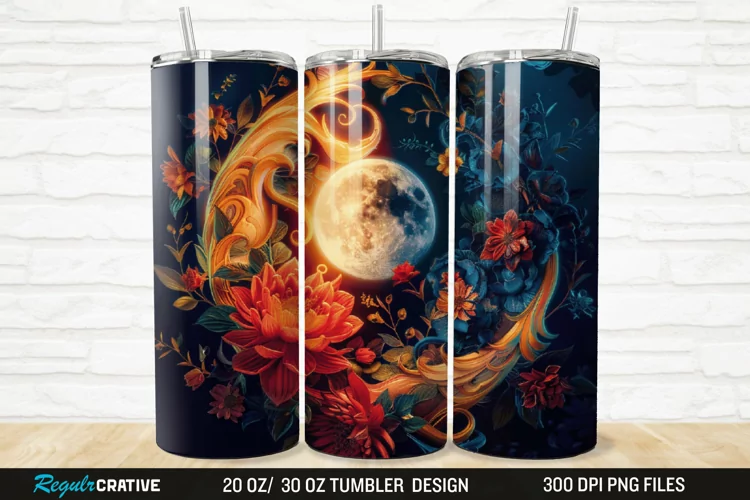 3D Colorful Sun Moon Ying Yang 20/30oz Skinny Tumbler