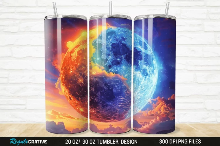3D Colorful Sun Moon Ying Yang 20/30oz Skinny Tumbler