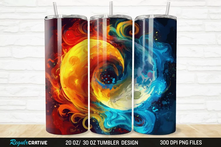3D Colorful Sun Moon Ying Yang 20/30oz Skinny Tumbler