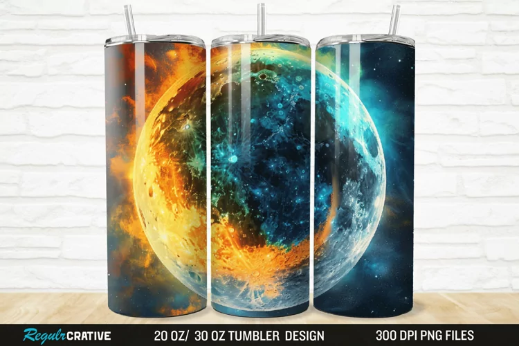 3D Colorful Sun Moon Ying Yang 20/30oz Skinny Tumbler