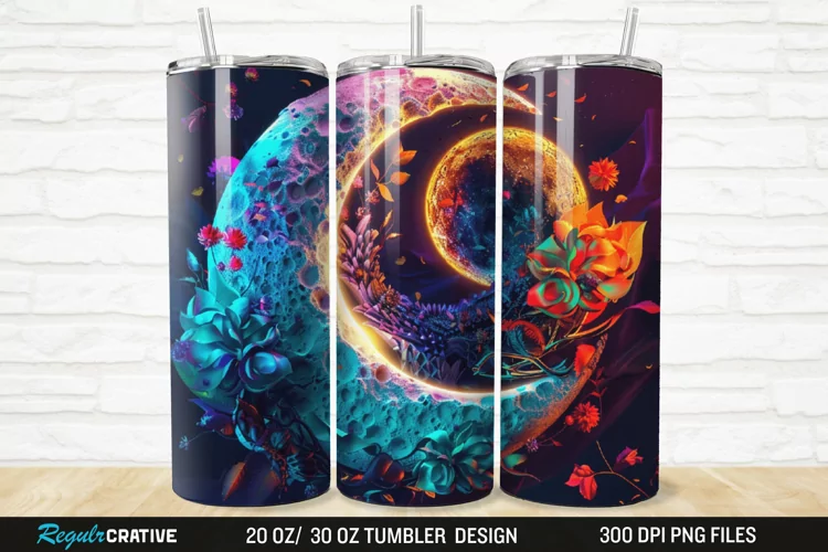 3D Colorful Sun Moon Ying Yang 20/30oz Skinny Tumbler