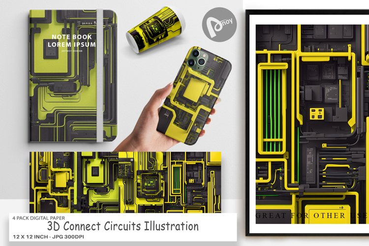 Digital Paper 3D Connect Circuits example image 1