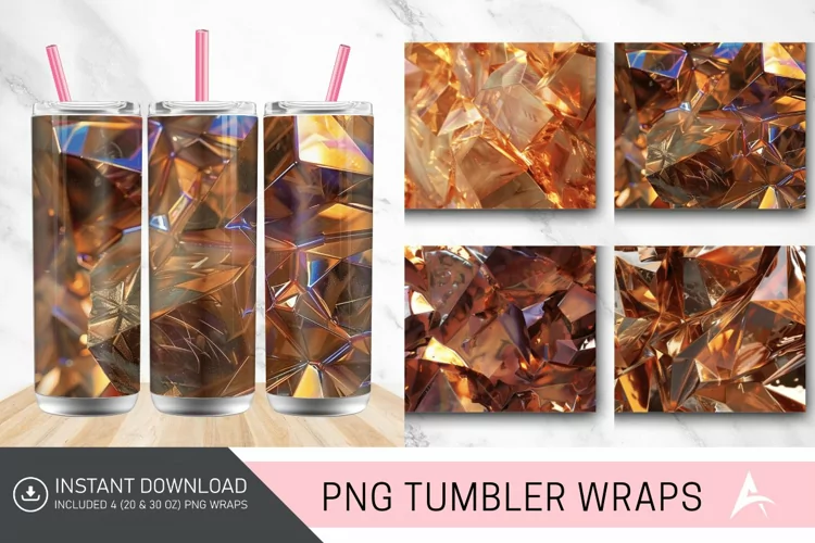 3D Copper Bronze Holographic Crystal Tumbler Wrap