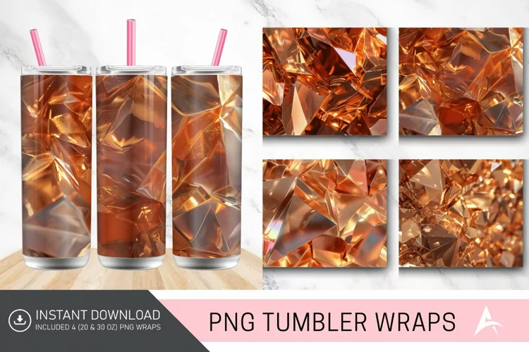 3D Copper Bronze Holographic Crystal Tumbler Wrap