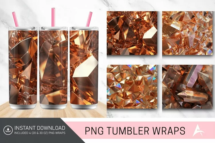 3D Copper Bronze Holographic Crystal Tumbler Wrap