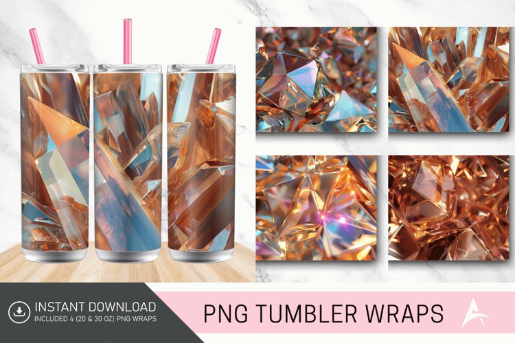 3D Copper Bronze Holographic Crystal Tumbler Wrap example image 1