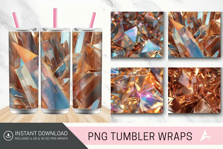 3D Copper Bronze Holographic Crystal Tumbler Wrap