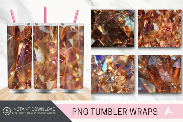 3D Copper Bronze Holographic Crystal Tumbler Wrap