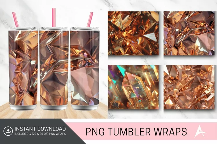 3D Copper Bronze Holographic Crystal Tumbler Wrap