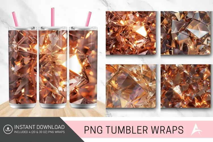 3D Copper Bronze Holographic Crystal Tumbler Wrap