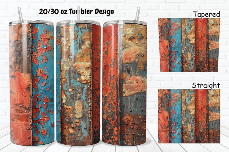 3D Corroded Metal Rust 20/30oz Skinny Tumbler example image 1