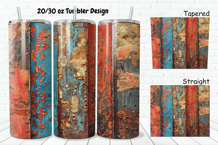 3D Corroded Metal Rust 20/30oz Skinny Tumbler