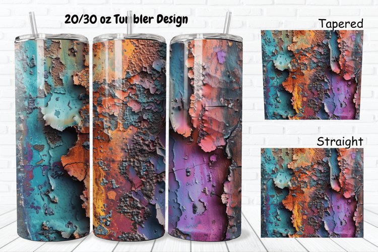 3D Corroded Metal Rust 20/30oz Skinny Tumbler example image 1