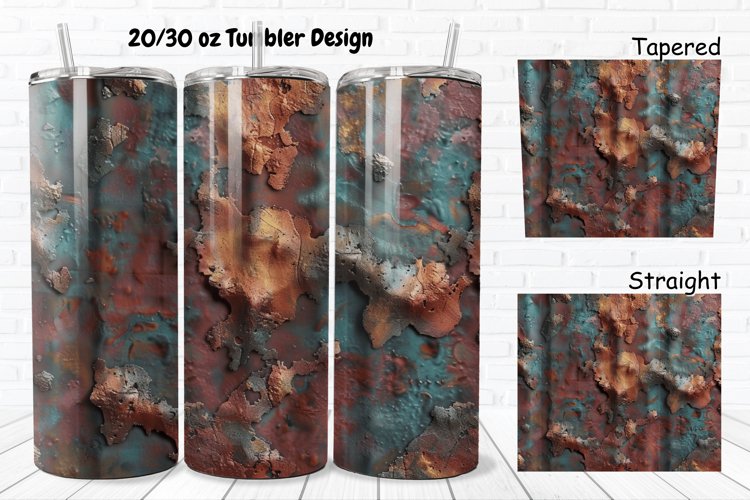 3D Corroded Metal Rust 20/30oz Skinny Tumbler example image 1