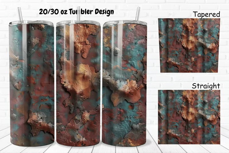 3D Corroded Metal Rust 20/30oz Skinny Tumbler
