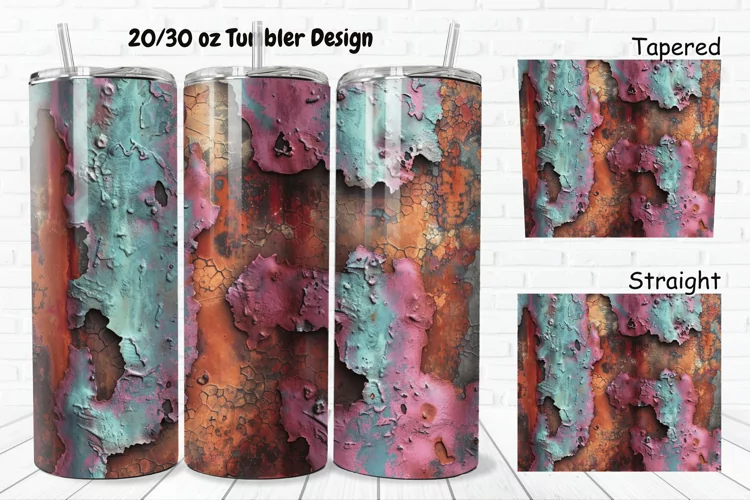 3D Corroded Metal Rust 20/30oz Skinny Tumbler