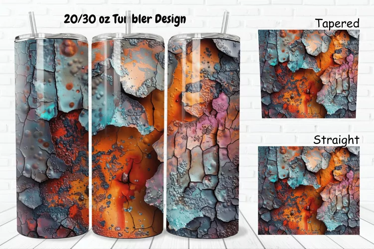 3D Corroded Metal Rust 20/30oz Skinny Tumbler