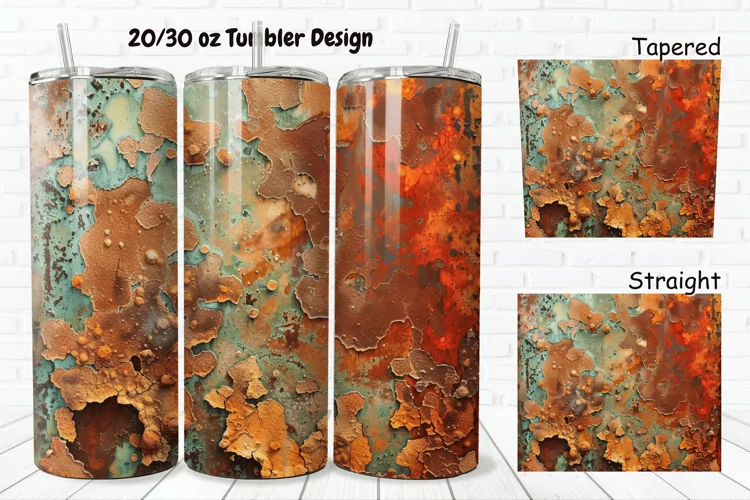 3D Corroded Metal Rust 20/30oz Skinny Tumbler