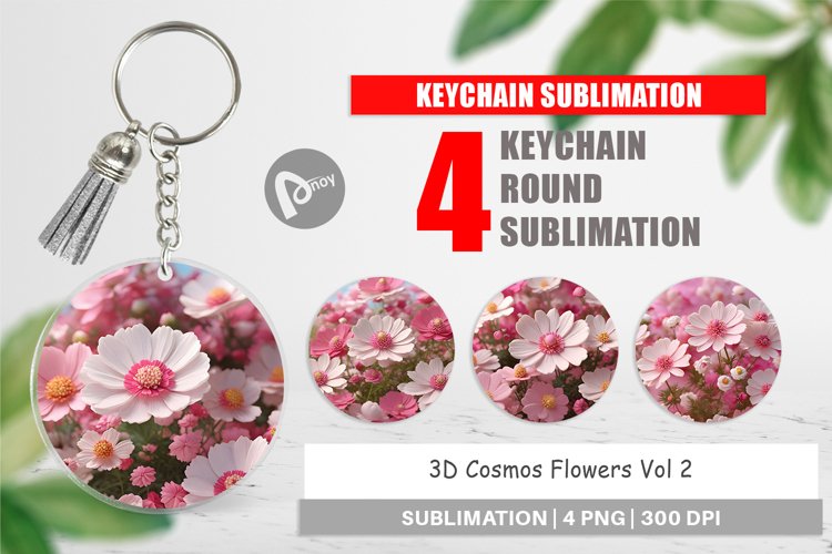 Keychain 3D Cosmos Flowers