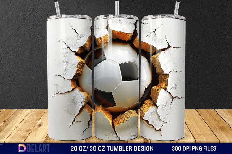 3D Cracked Hole Football Tumbler Wrap
