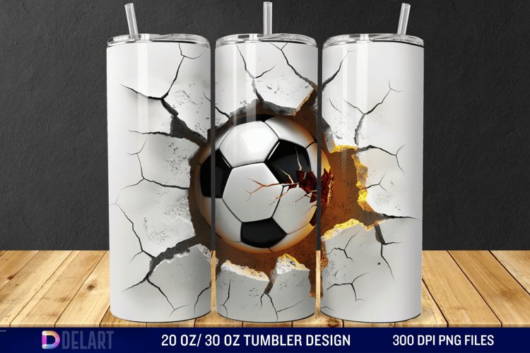 3D Cracked Hole Football Tumbler Wrap