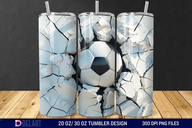 3D Cracked Hole Football Tumbler Wrap