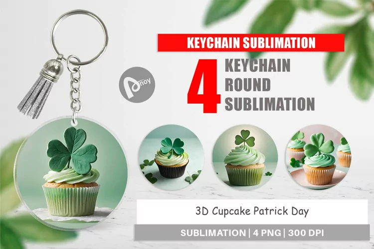 Keychain 3D Cupcake Patrick Day