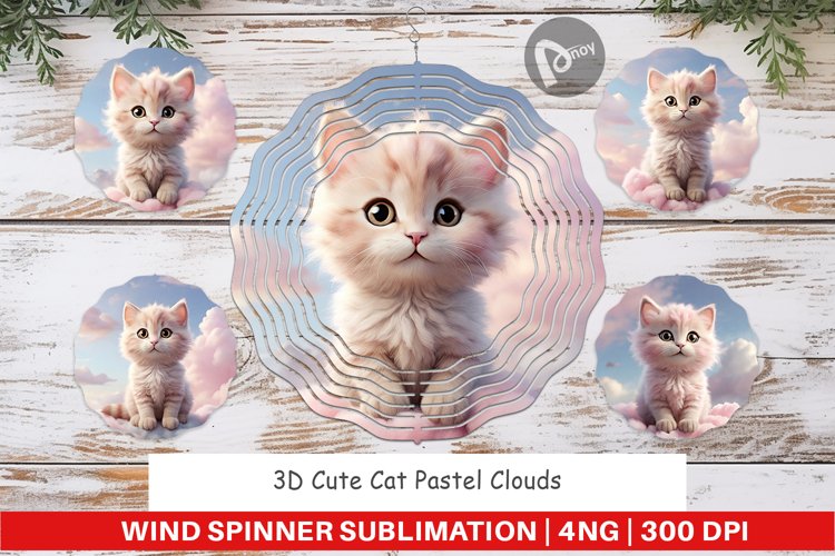 Wind Spinner 3D Cute Cat Pastel