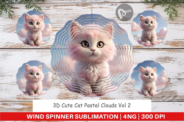 Wind Spinner 3D Cute Cat Pastel