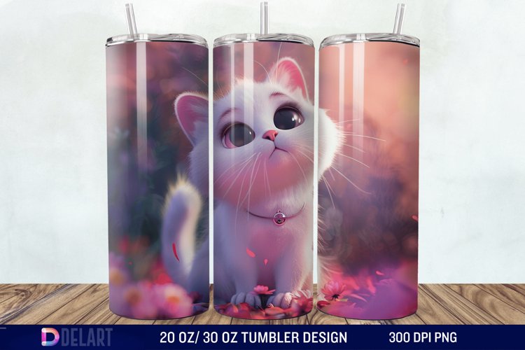 3D Cute Cat Tumbler Wrap example image 1