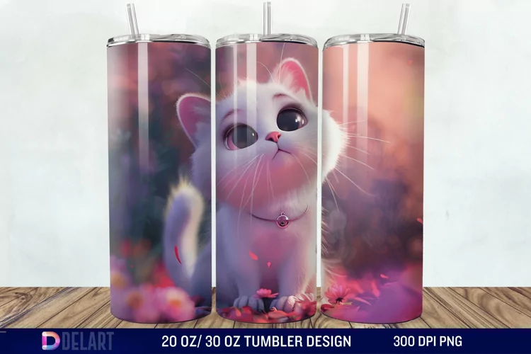 3D Cute Cat Tumbler Wrap